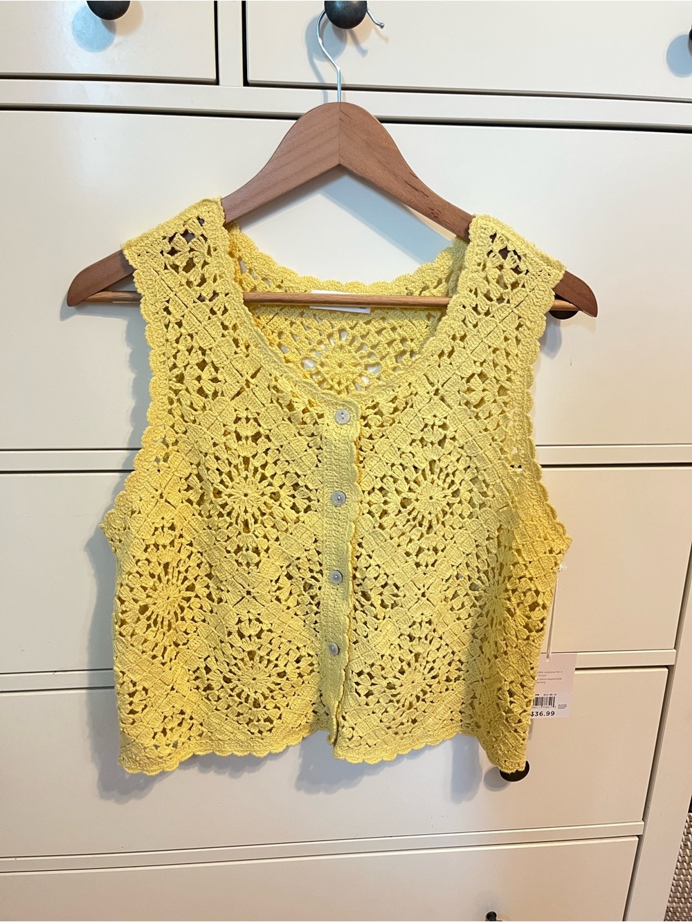 Lauren Conrad Crochet Button-Front Crop Tank NWT